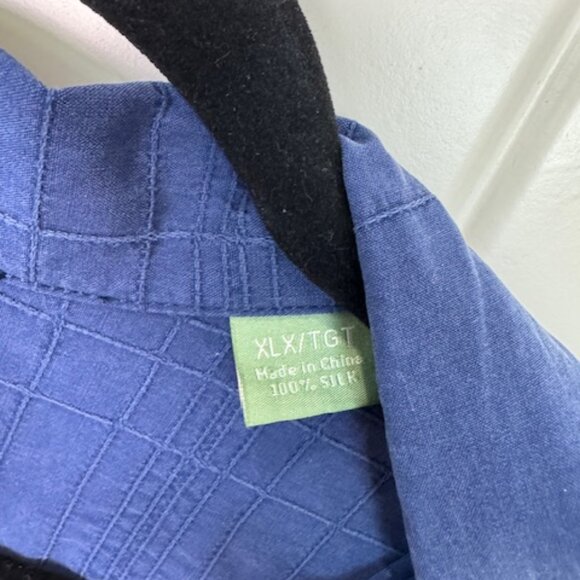 Tommy Bahama 100% Silk Blue Textured Short Sleeve Button Down Shirt Men’s XL - Picture 4 of 6